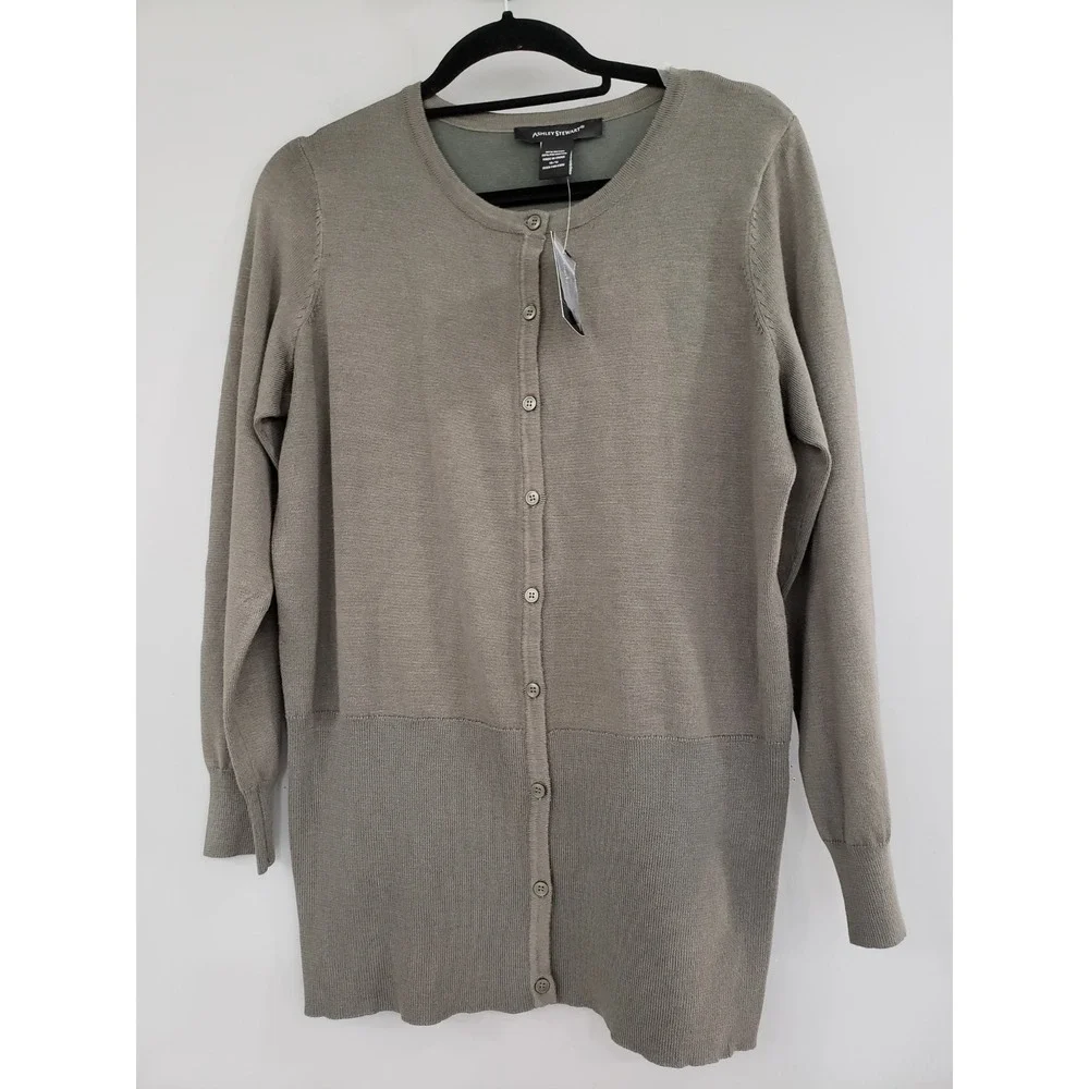 NEW - Ashley Stewart Women's Size 10/12 Button Cardigan Sweater Green